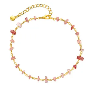 Ula Crystal Stone Anklet - Rose Quartz | 18K Gold Plated