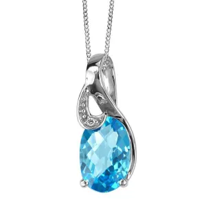 White Gold Blue Topaz Pendant