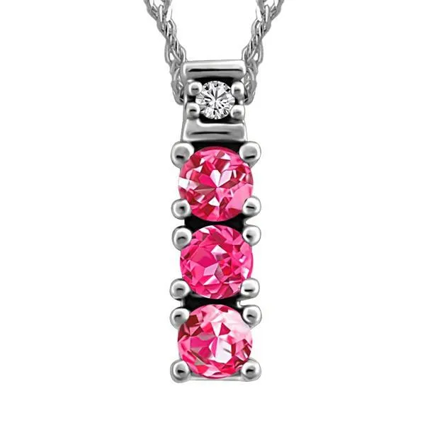 White Gold Diamond & Pink Topaz Pendant
