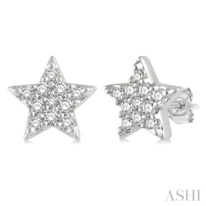 White Gold Diamond Star Petite Fashion Earrings