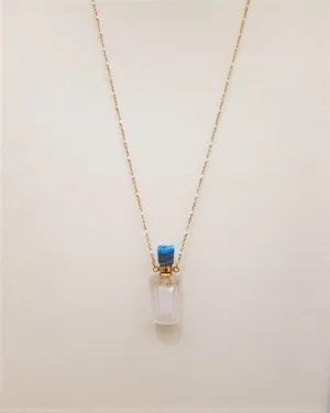 White Quartz with Turquoise Cap Essential Oil Bottle Pendant