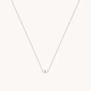 White Topaz Marquise Necklace in Solid White Gold