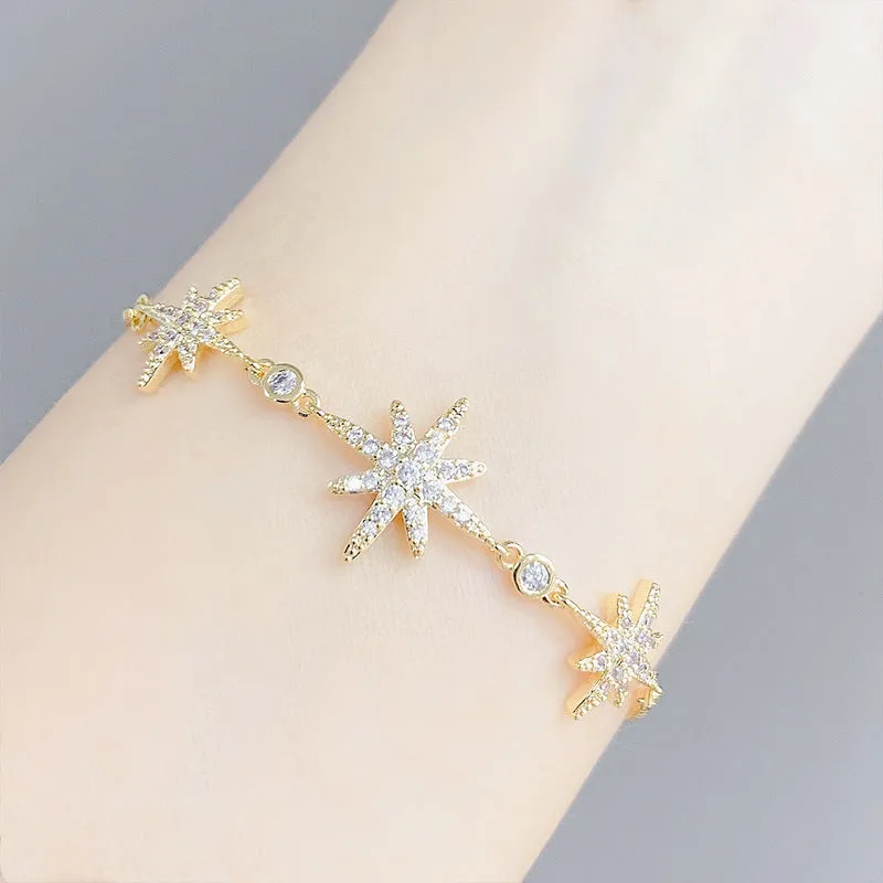 Wholesale badang star zircon snowflake adjustable pull Bracelet JDC-BT-YouH008