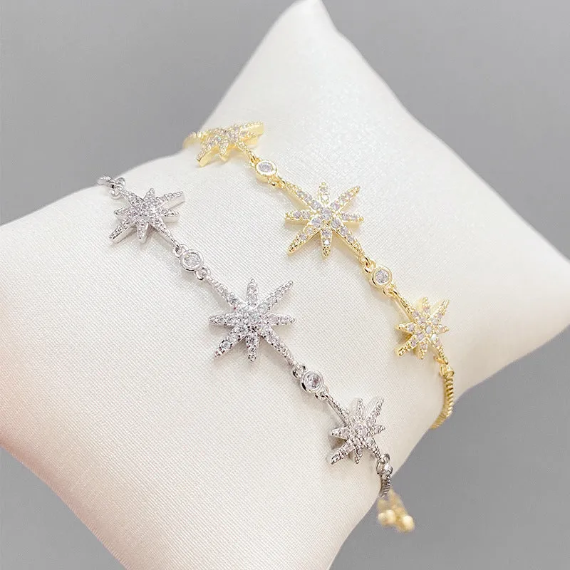 Wholesale badang star zircon snowflake adjustable pull Bracelet JDC-BT-YouH008
