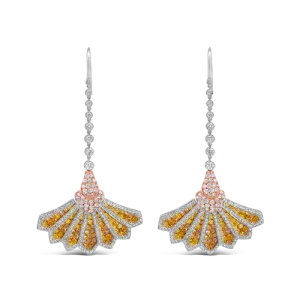 Yellow Sapphire & Diamond Fan Earrings